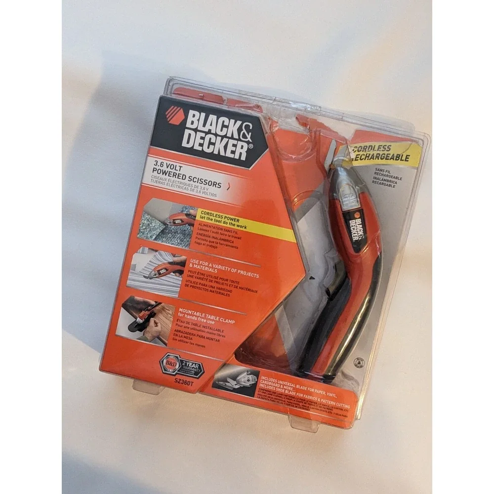 Black & Decker Cordless Powered Scissors 3.6 Volt Rechargeable SZ360T NEW
